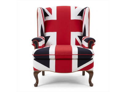 Union Jack Ohrensessel British Style Vintage Retro Rot Weiß Dunkelblau