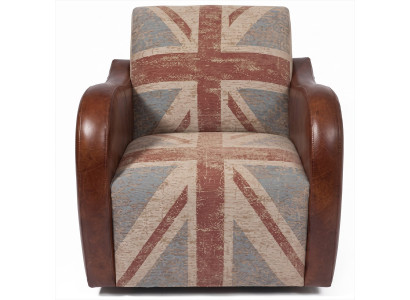 Union Jack Sessel Clubsessel British Vintage Leder Braun Used Look