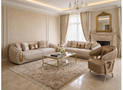 Sofa set Sofa Sessel Beige Modern Wohnzimmer Hochwertig