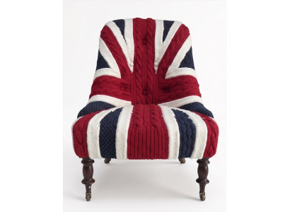Sessel Union Jack Sessel Strickoptik British Vintage Retro Designer