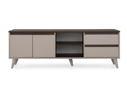 Braun-beiger Fernsehschrank Holzschrank Wohnzimmermöbel stilvoll TV-Ecke