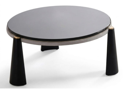 Couchtisch Modern Rund Schwarz Glas Edelstahl Wohnzimmer Beistelltisch