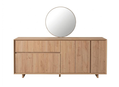 Braune Konsole mit Spiegel 4 Türen Holzkonsole moderner Wohnzimmermöbel