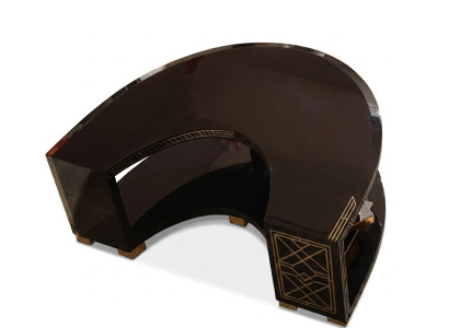 Couchtisch Schwarz Glas Edelstahl Modern Gemustert Art Deco Wohnzimmer