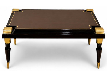 Brauner Couchtisch Holz Metall Goldakzente Wohnzimmer Luxus Design