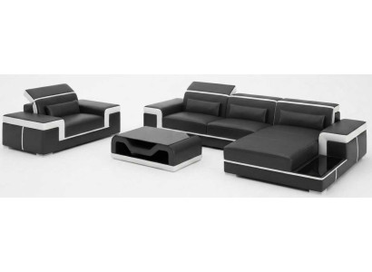 Schwarze Lounge Ecke Sofa Sessel Couchtisch Modernes Wohnzimmer