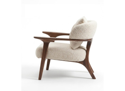 Beige Sessel Textil Holz Modern Zeitgenössisch Einfarbig Gepolstert Komfort