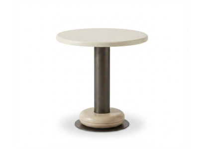 Beistelltisch Beige Modern Rund Tisch Kaffeetisch Wohnzimmer Metall
