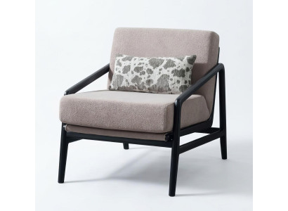 Sessel Modern Beige Bequem Polster Lounge Holz Gestell Stoff