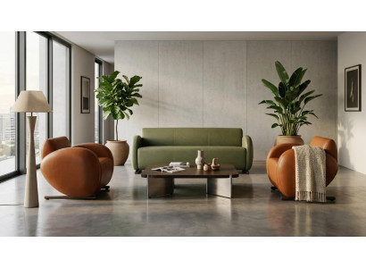 Dreisitzer Sofa Zwei Sessel Set Kunstleder Polstermöbel Wohnzimmer