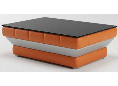Couchtisch Orange Schwarz Kunstleder Holz Modern Wohnzimmer Luxus