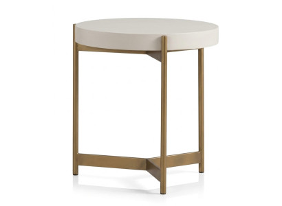 Couchtisch Beige MDF Edelstahl Modern Rund Einfarbig Wohnzimmertisch