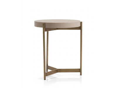 Beistelltisch Beige MDF Edelstahl Modern Rund Einfarbig Wohnzimmertisch