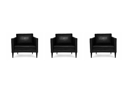 Drei Sessel Kunstleder Schwarz Polstersessel Wohnzimmer Modern Elegant