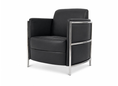 Loungesessel Schwarz Modern Kunstleder Metall Polstersessel Sessel