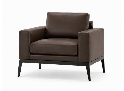Moderner Sessel Kunstleder Braun Metallgestell Elegant Komfortabel