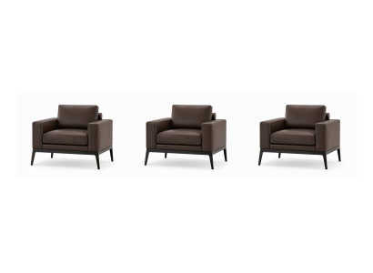 Drei Moderne Sessel Kunstleder Braun Metallgestell Elegant Komfortabel