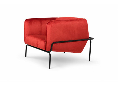 Sessel Stoff Rot Metallgestell Modern Elegant Komfortabel Stilvoll