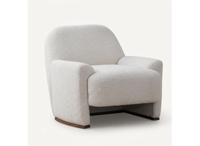 Moderner Bouclé Sessel Weiß Cream Polstersessel Lounge Sessel