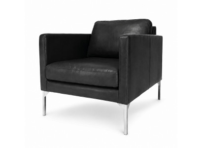 Sessel Schwarz Modern Kunstleder Metall Loungesessel Polstersessel