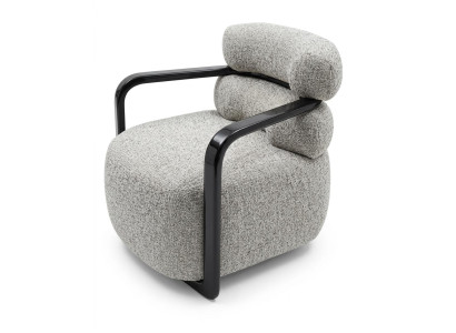 Polstersessel Grau Modern Loungesessel Metall Kopfstuetze