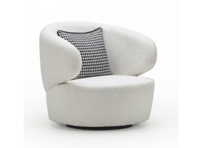 Loungesessel Weiß Modern Polstersessel Holz Designer Komfortabel Stoff