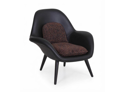 Loungesessel Schwarz Braun Modern Polstersessel Holzbeine Designer