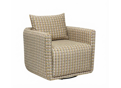 Moderner Sessel Beige Gefleckter Stoff Holzgestell Polsterstuhl Lounge