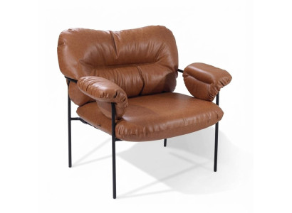 Braun Loungesessel Modernes Design Schwarzes Metall Polstersessel
