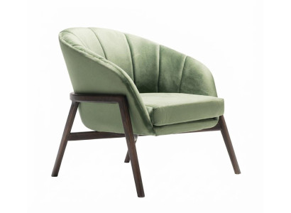 Grün Loungesessel Modernes Design Dunkles Holzgestell Polsterstuhl