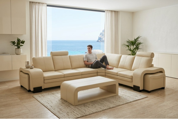 LEDERSOFA XXL WOHNLANDSCHAFT GARNITUR LEDER ECKCOUCH GARNITUR ECKSOFA POLSTER