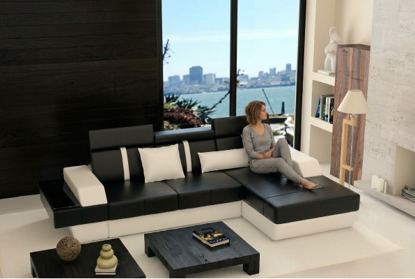 Ledersofa Couch Sofa Ecksofa Eckcouch Ledercouch Polster Ecke Wohnlandschaft