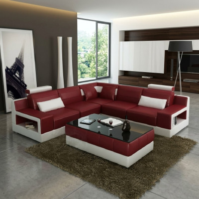 Ledersofa Ecksofa Design Couch Bettfunktion Garnitur Wohnlandschaft Polster Neu