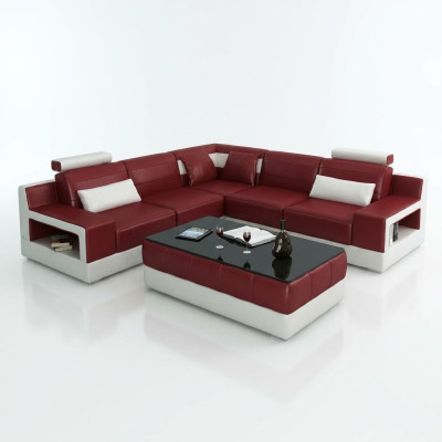 Ledersofa Ecksofa Design Couch Bettfunktion Garnitur Wohnlandschaft Polster Neu