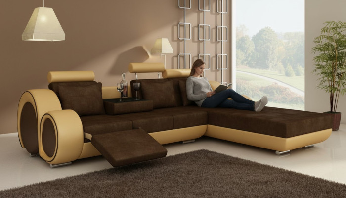 Ecksofa Sofa Couch Polster Wohnlandschaft Leder Eck Sofas Garnitur Neu Madrid II