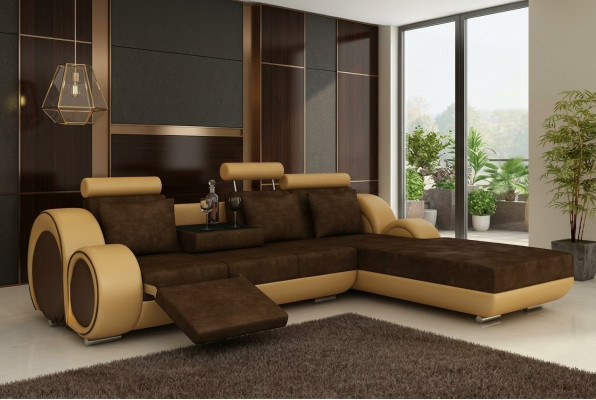 Ecksofa Sofa Couch Polster Wohnlandschaft Leder Eck Sofas Garnitur Neu Madrid II