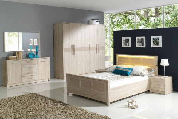 Schlafzimmer Möbel Einrichtung Bett Kleiderschrank Kommode Komplett Set Kommode