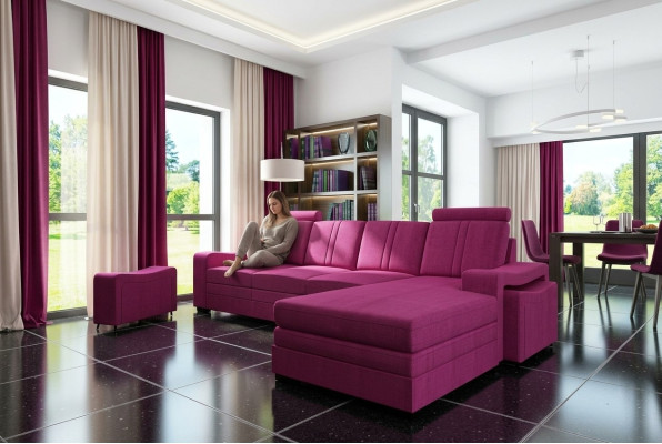 Ecksofa Textil Stoff Leder Polster Sofas Couch Garnitur Wohnlandschaft FRANCO L