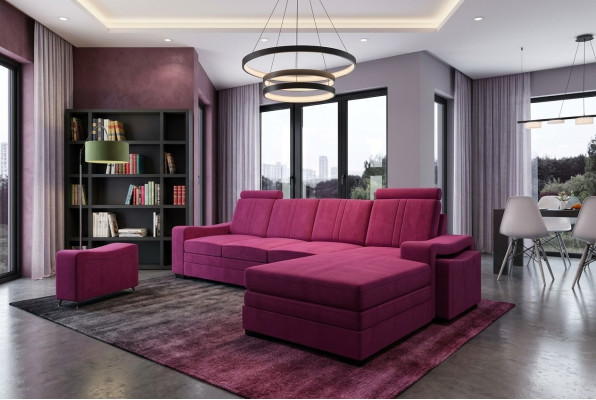 Ecksofa Textil Stoff Leder Polster Sofas Couch Garnitur Wohnlandschaft FRANCO L