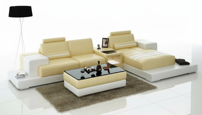 Ledersofa Couch Wohnlandschaft Ecksofa Eck Garnitur Design Modern Sofa L6004D