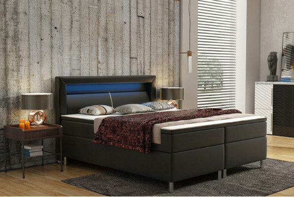 Boxspringbett Box Hotel Bett mit Visco & Matratze Lederbett Betten Doppelbett