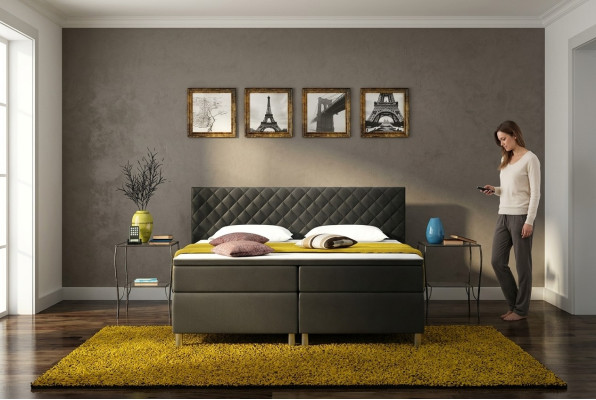 Boxspringbett Box Hotel Bett mit Visco & Matratze Lederbett Betten Doppelbett K3