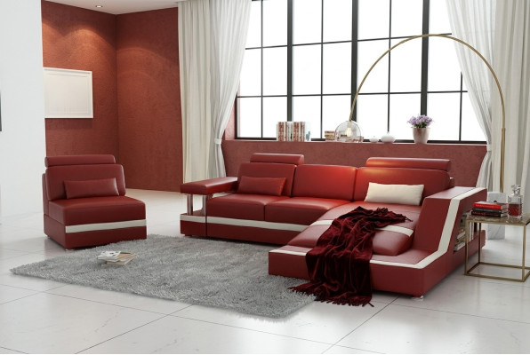 LEDERSOFA XXL LEDER GARNITUR ECKSOFA POLSTER WOHNLANDSCHAFT GARNITUR L FORM HH4