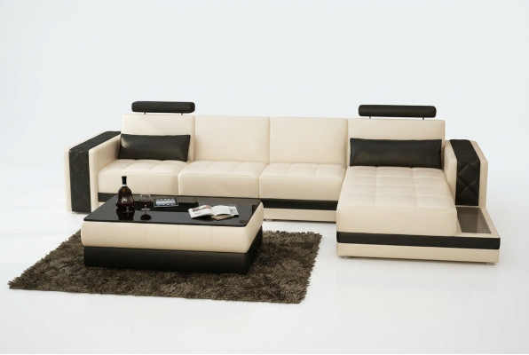 Ledersofa Couch Wohnlandschaft Ecksofa L-Form Garnitur Design Modern