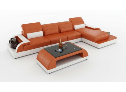 Ledersofa Couch Wohnlandschaft Ecksofa Eck Garnitur Design Modern Sofa L6012C
