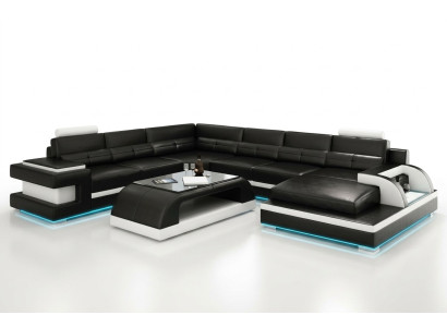 Ledersofa Couch Wohnlandschaft Ecksofa Eck Garnitur Design Modern Sofa L6017