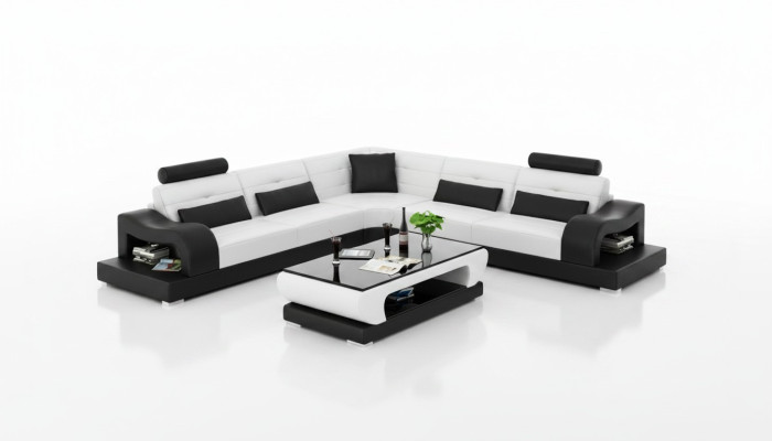 Ledersofa Couch Wohnlandschaft Dekor Eck Ecksofa Modern Garnitur Design