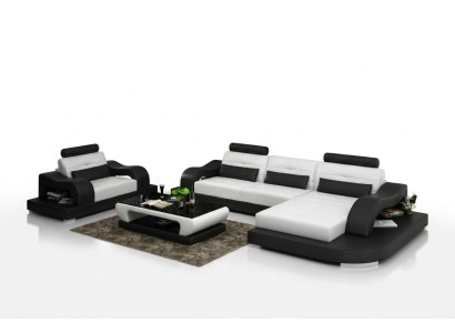 Ledersofa Couch Wohnlandschaft Ecksofa Eck Sessel Design Modern Sofa G8005E