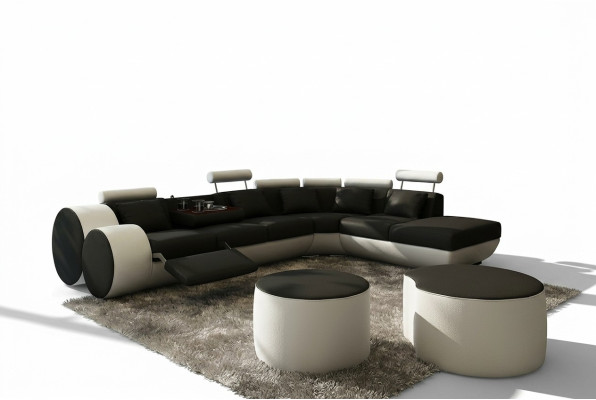 Ecksofa Sofa Couch Polster Wohnlandschaft Leder Eck Sofas Garnitur sofas Madird