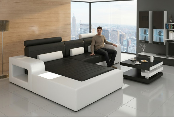 LEDER *MOD H2209 BETA* ECKCOUCH GARNITUR LEDERCOUCH NEU SOFA GARNITUR ECKSOFA